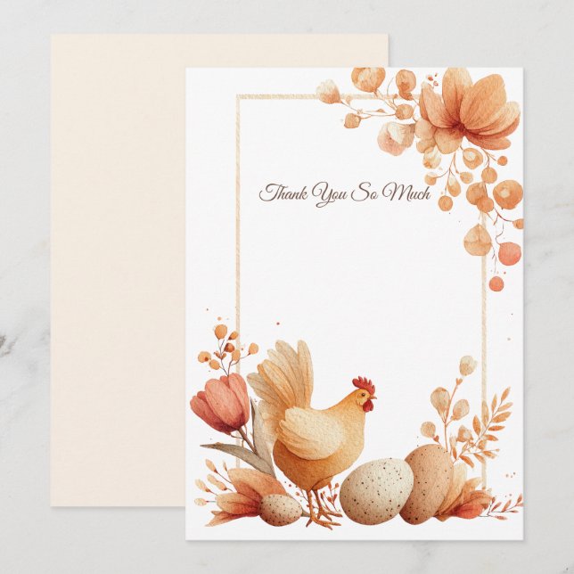 Tarjeta De Agradecimiento Elegant Thank You Card with Floral Frame (Anverso / Reverso)