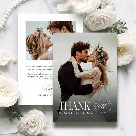 Tarjeta De Agradecimiento Elegant Timeless Typography Photo Thank You