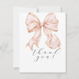 Tarjeta De Agradecimiento Elegant, tying the knot bridal shower pink bow