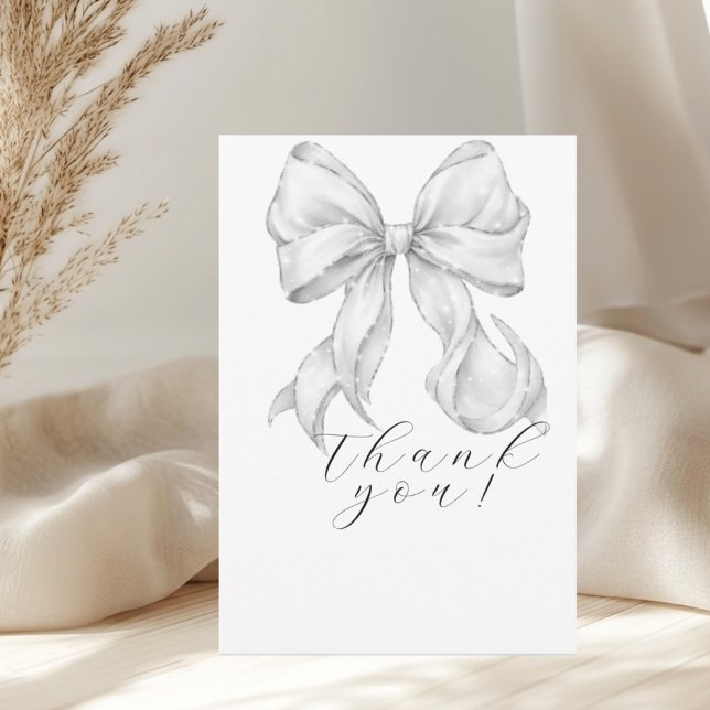 Tarjeta De Agradecimiento Elegant, tying the knot bridal shower white bow. (Subido por el creador)