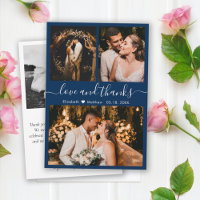 Elegant Typography Navy Photo Collage Thank You