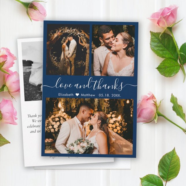 Tarjeta De Agradecimiento Elegant Typography Navy Photo Collage Thank You (Subido por el creador)