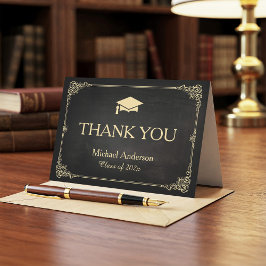Tarjeta De Agradecimiento Elegant Vintage Frame Graduation Thank You