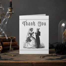 Tarjeta De Agradecimiento Elegant Vintage Gothic Black Toile Couple Wedding