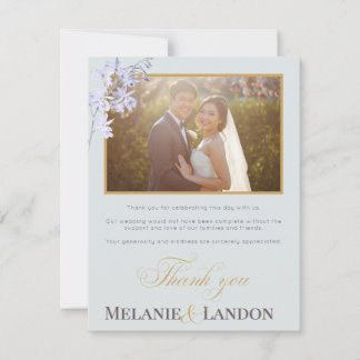 Tarjeta De Agradecimiento Elegant Violet and Mint Wedding Thank You Card