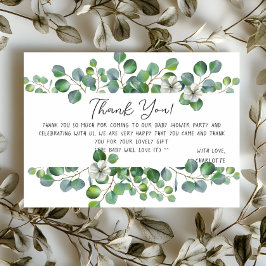 Tarjeta De Agradecimiento Elegant Watercolor Eucalyptus Baby Shower