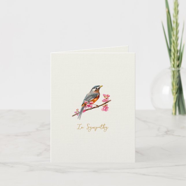 Tarjeta De Agradecimiento Elegant watercolor Robin bird Sympathy card (Anverso)