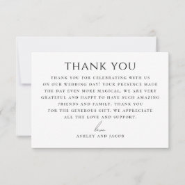 Tarjeta De Agradecimiento Elegant Wedding | Black & White Minimalist Classic