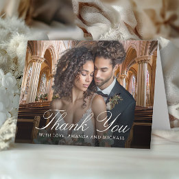 Tarjeta De Agradecimiento Elegant Wedding Photo Thank You
