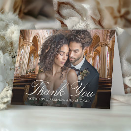 Tarjeta De Agradecimiento Elegant Wedding Photo Thank You