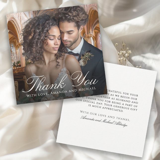 Tarjeta De Agradecimiento Elegant Wedding Photo Thank You (Subido por el creador)