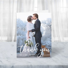 Elegant Wedding Thank You Bride Groom Photo Note