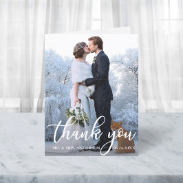 Tarjeta De Agradecimiento Elegant Wedding Thank You Bride Groom Photo Note