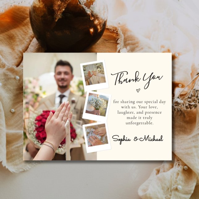 Tarjeta De Agradecimiento Elegant Wedding Thank You Photo Collage (Subido por el creador)