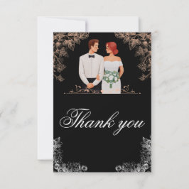 Tarjeta De Agradecimiento Elegant Wedding with Dark Floral 