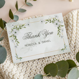 Tarjeta De Agradecimiento Elegant White Floral Wedding Thank You Card