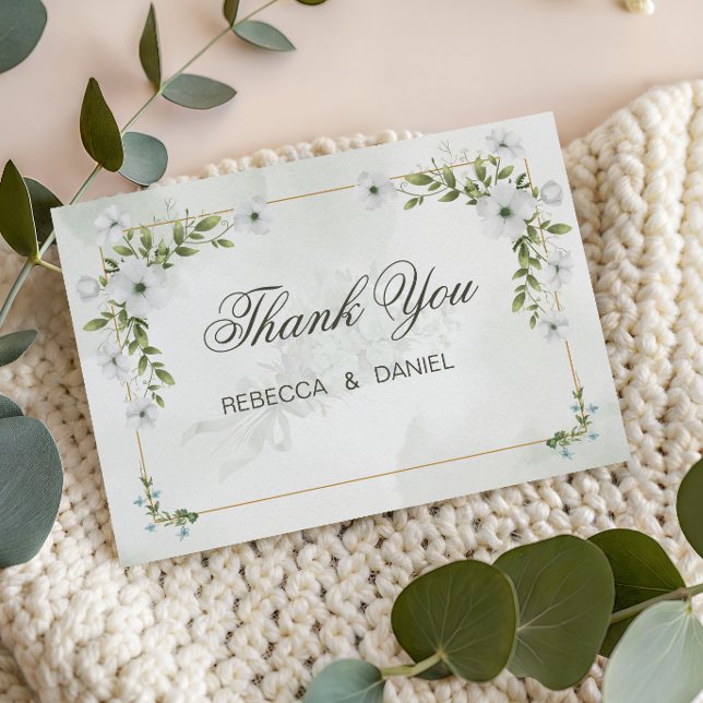 Tarjeta De Agradecimiento Elegant White Floral Wedding Thank You Card (Subido por el creador)
