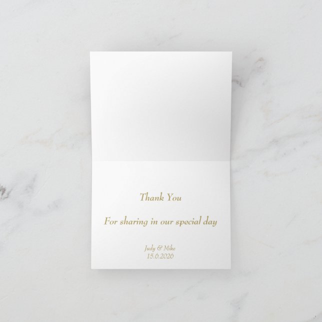 Tarjeta De Agradecimiento Elegant White  & Gold Than You card (Interior)