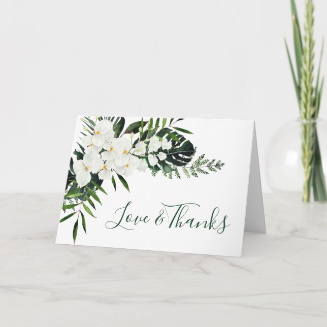 Tarjeta De Agradecimiento Elegant White Orchids Bohemian Floral Wedding (Anverso)
