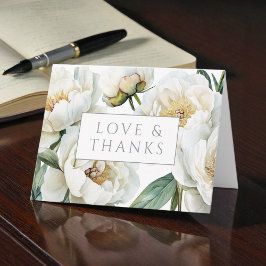Tarjeta De Agradecimiento Elegant White Peonies Wedding Thank You