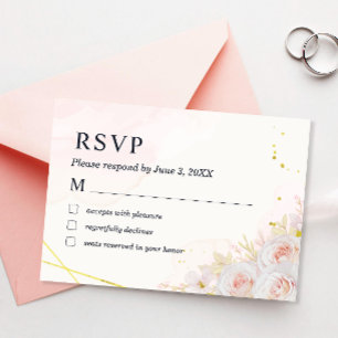 Tarjeta De Agradecimiento Elegant White Roses Minimalist Wedding RSVP Card