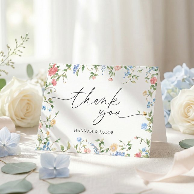 Tarjeta De Agradecimiento Elegant Wildflower Meadow Wedding (Subido por el creador)