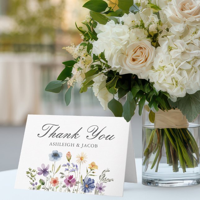 Tarjeta De Agradecimiento Elegant Wildflower Spring Wedding Personalized (Subido por el creador)