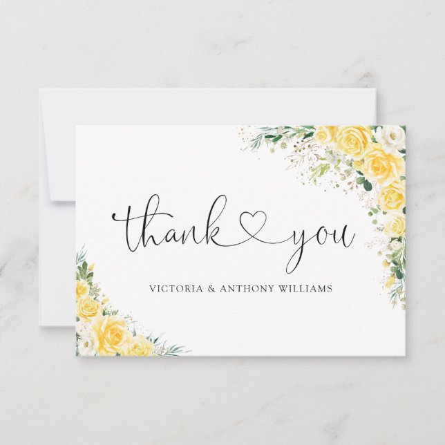 Tarjeta De Agradecimiento Elegant Yellow Flat Thank You Card (Anverso)