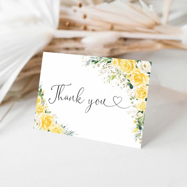 Tarjeta De Agradecimiento Elegant Yellow Floral Thank You Card (Subido por el creador)