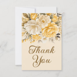 Tarjeta De Agradecimiento Elegant Yellow Ivory Cream Floral Surprise