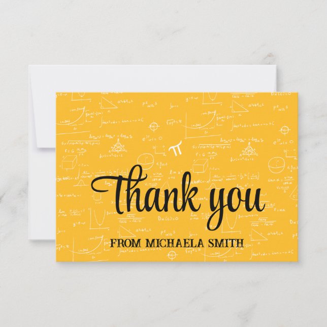 Tarjeta De Agradecimiento Elegant Yellow Script Mathematics Graduation (Anverso)