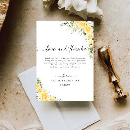 Tarjeta De Agradecimiento Elegant Yellow Wedding Folded Thank You Card