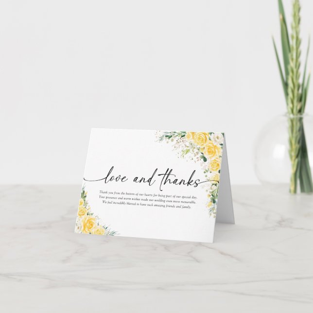 Tarjeta De Agradecimiento Elegant Yellow Wedding Folded Thank You Card (Anverso)
