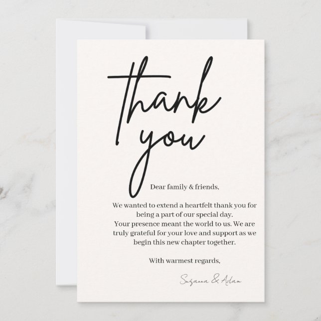 tarjeta de agradecimiento elegante (Anverso)