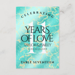 Tarjeta De Agradecimiento Elegante 11º Aniversario Boda Turquesa