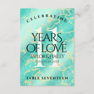 Tarjeta De Agradecimiento Elegante 11º Aniversario Boda Turquesa