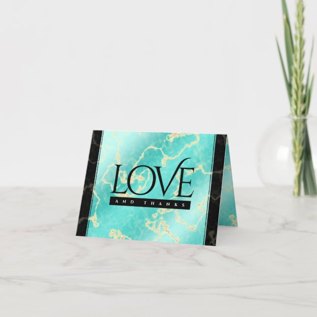 Tarjeta De Agradecimiento Elegante 11.º 44° Aniversario Boda Turquesa (Anverso)