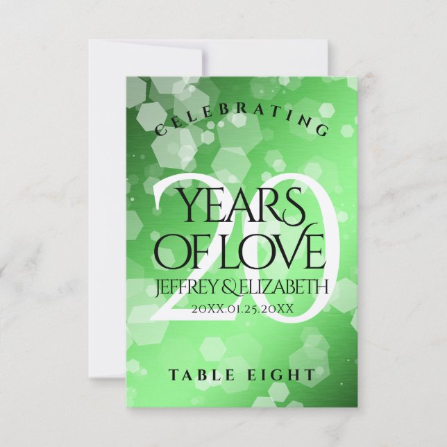 Tarjeta De Agradecimiento Elegante 20° Aniversario del Boda Esmeralda (Anverso)