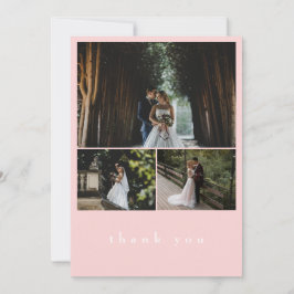 Tarjeta De Agradecimiento Elegante 3 foto Boda Minimalista rosa de Rubor