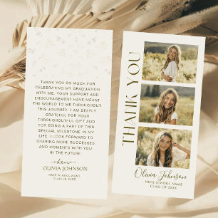 Tarjeta De Agradecimiento Elegante 3 Foto Graduación Minimalista