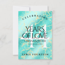 Tarjeta De Agradecimiento Elegante 44° Aniversario Boda Turquesa