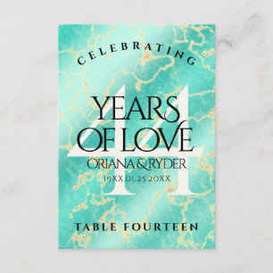 Tarjeta De Agradecimiento Elegante 44° Aniversario Boda Turquesa