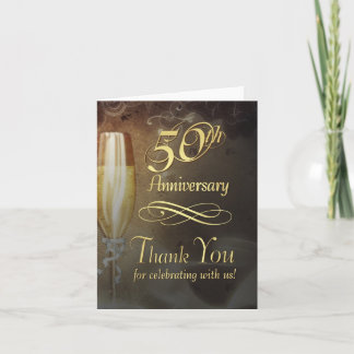 Tarjeta De Agradecimiento Elegante 50 Aniversario Gracias Cartas - Vintage