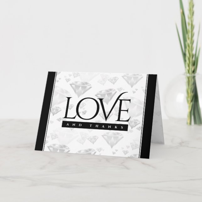 Tarjeta De Agradecimiento Elegante 60.º 75° Aniversario del Boda del Diamant (Anverso)