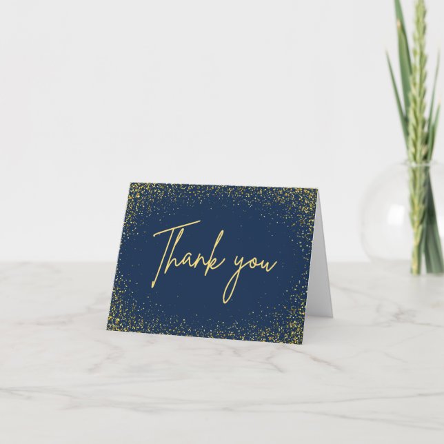 Tarjeta de agradecimiento Elegante 75º Navy Gold (Anverso)