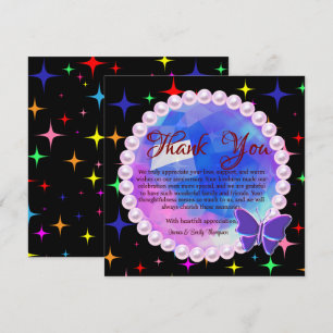 Tarjeta De Agradecimiento Elegante Abstracto Lila Perla Boda Aniversario