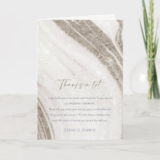 Tarjeta De Agradecimiento Elegante Abstracto Mármol Agata Boda Dorado Pálido