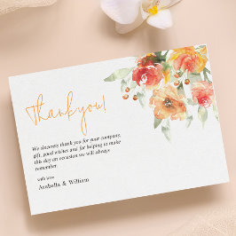 Tarjeta De Agradecimiento Elegante acuarela Apricot Boda Floral