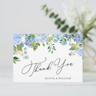 Tarjeta De Agradecimiento Elegante acuarela azul Hydrangea Floral
