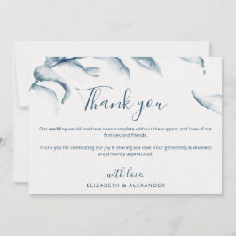 Tarjeta De Agradecimiento Elegante acuarela azul romántico boda simple